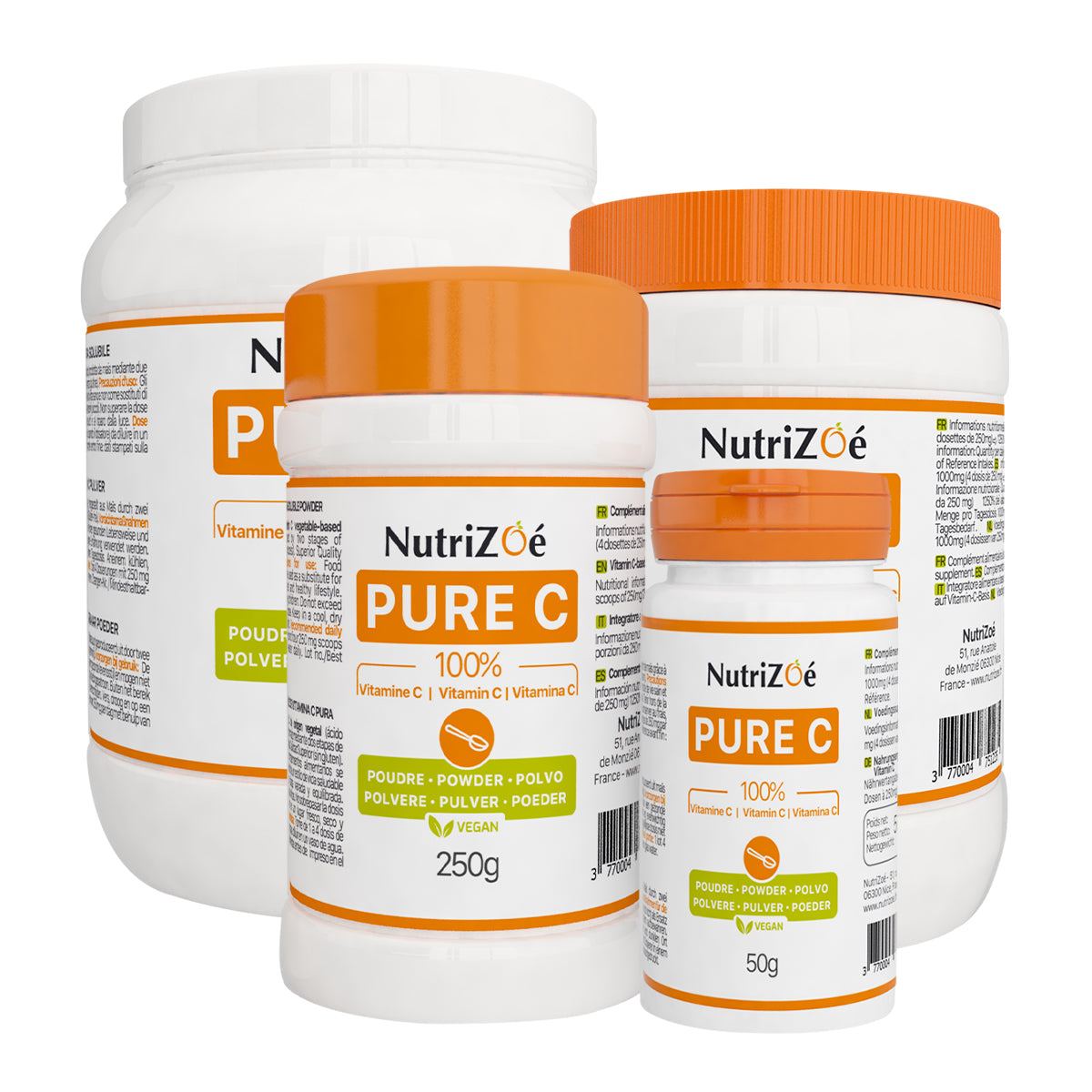 Vitamine C en poudre végane et d'origine végetale| Pure C | Nutrizoé