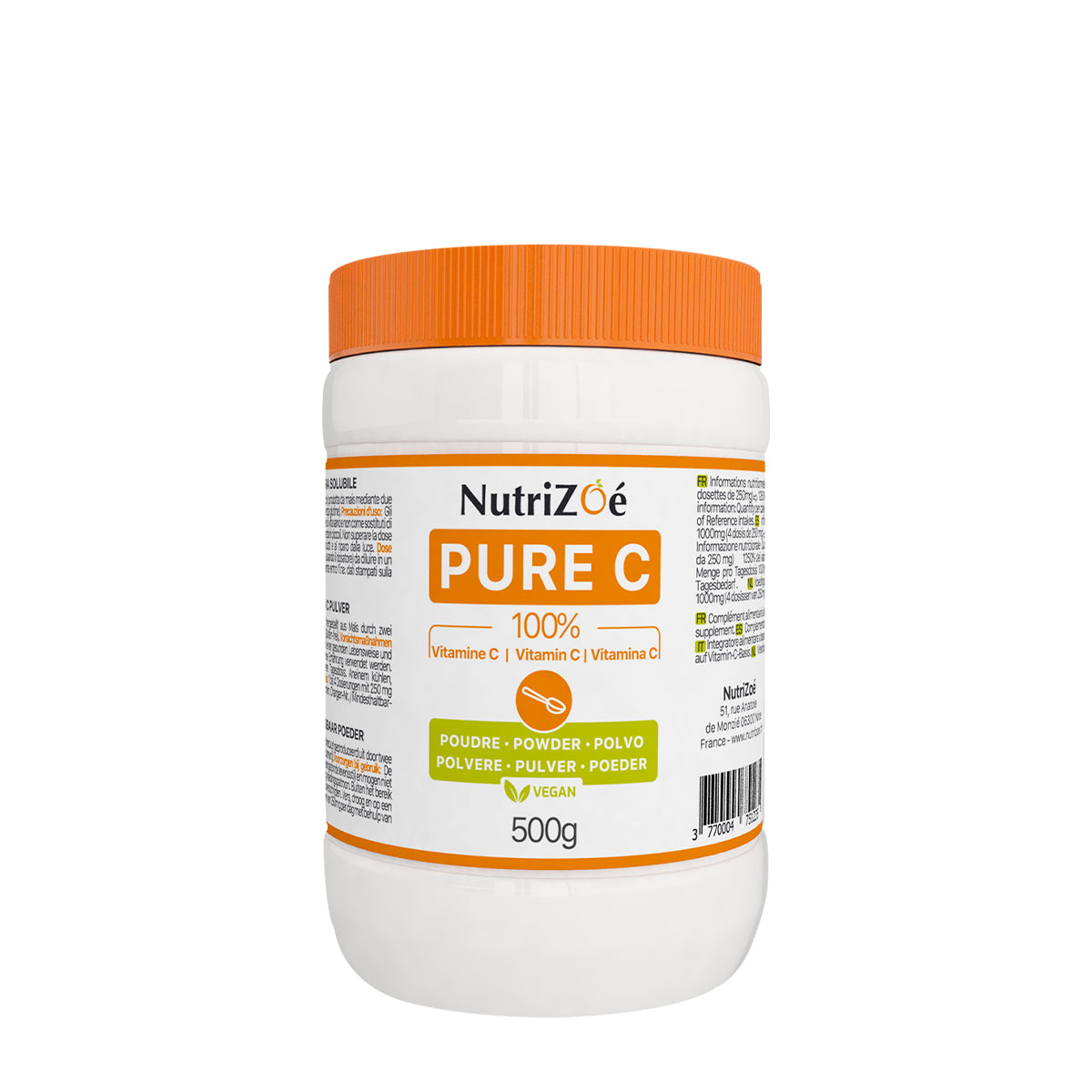 Vitamine C d'origine végetale | poudre extrasoluble | Format 500g | Nutrizoé