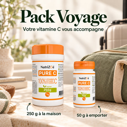 Pack Voyage vitamine C en poudre (pot 250 g + pot 50 g)