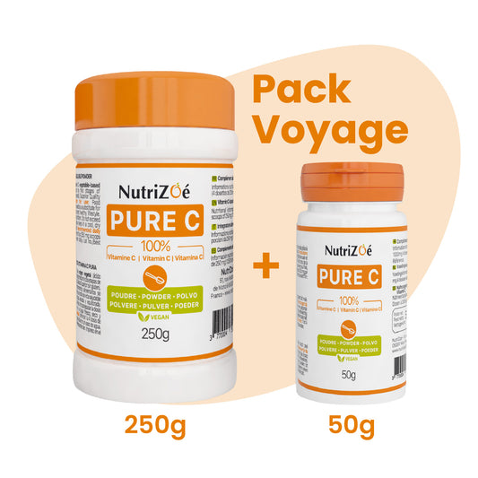 Pack Voyage - Vitamine C en poudre | Pot 250g + Pot 50g