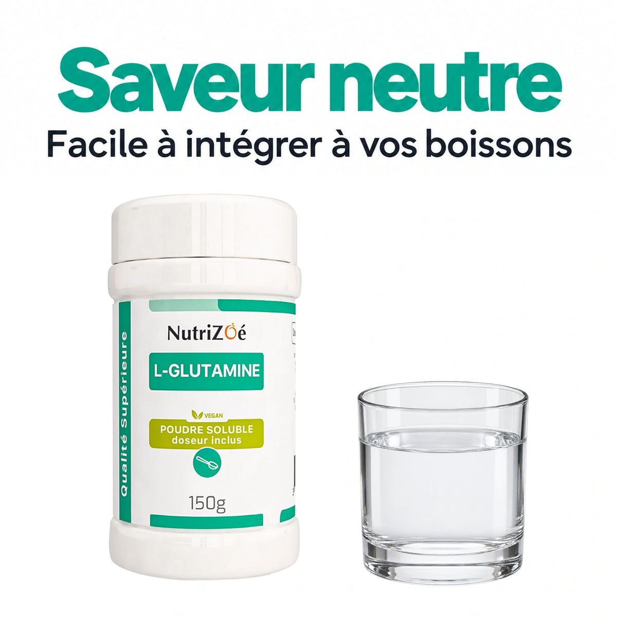 L-glutamine en poudre NutriZoé. Saveur et facilité de consommation.