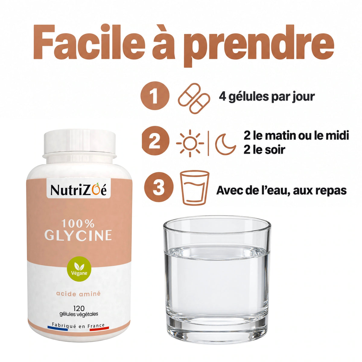 Glycine en gélules NutriZoé. Mode d’emploi et conseils de prise.
