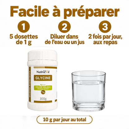 Glycine en poudre NutriZoé. Mode d’emploi et conseils de prise.