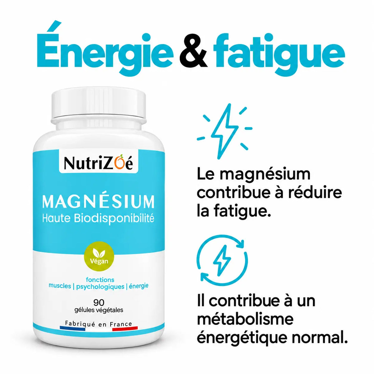 Le magnésium contribue à réduire la fatigue et à un métabolisme énergétique normal.