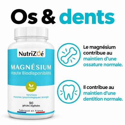 Le magnésium contribue au maintien d’une ossature et d’une dentition normales.