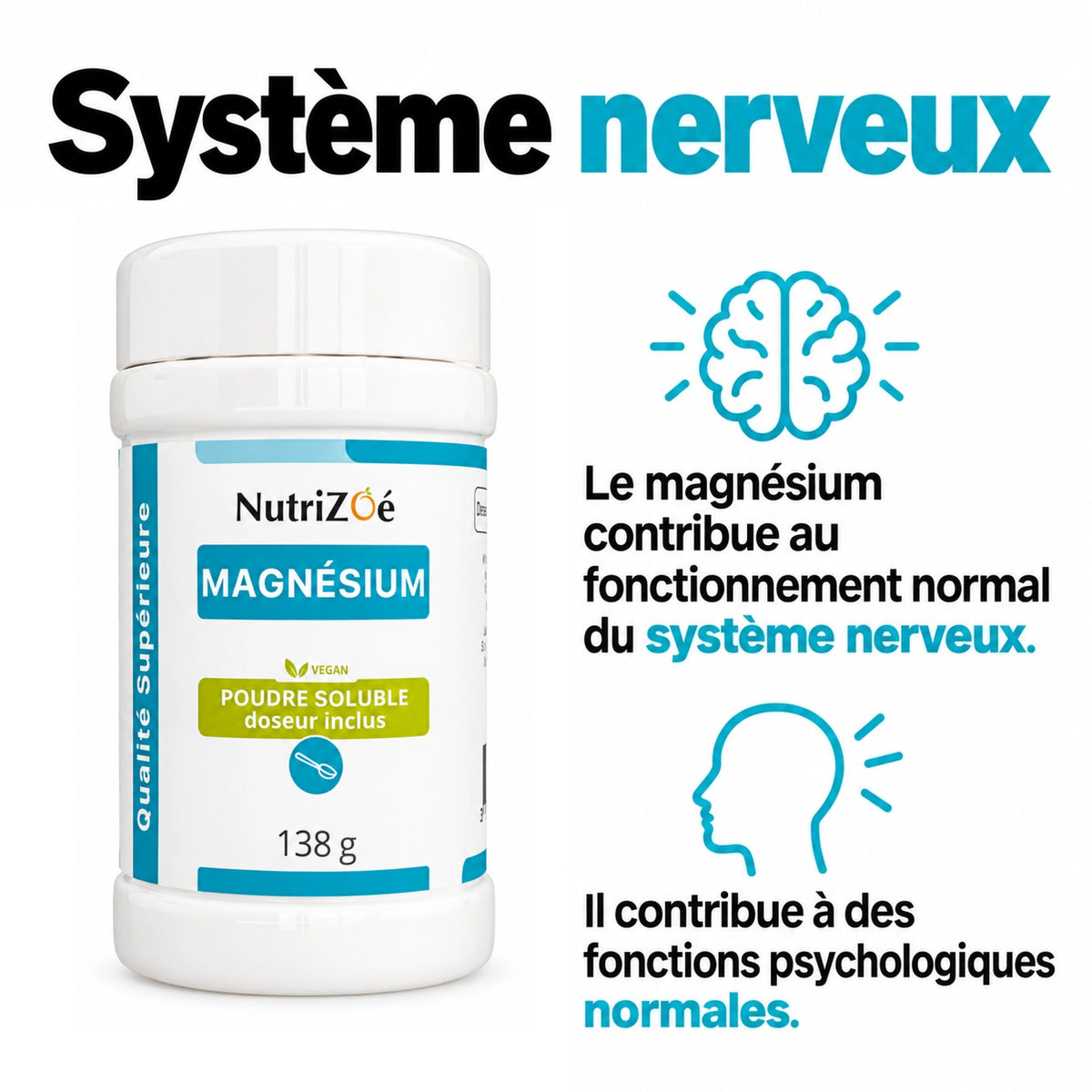 Magnesium contributes to normal functioning of the nervous system. Magnesium contributes to normal psychological function.