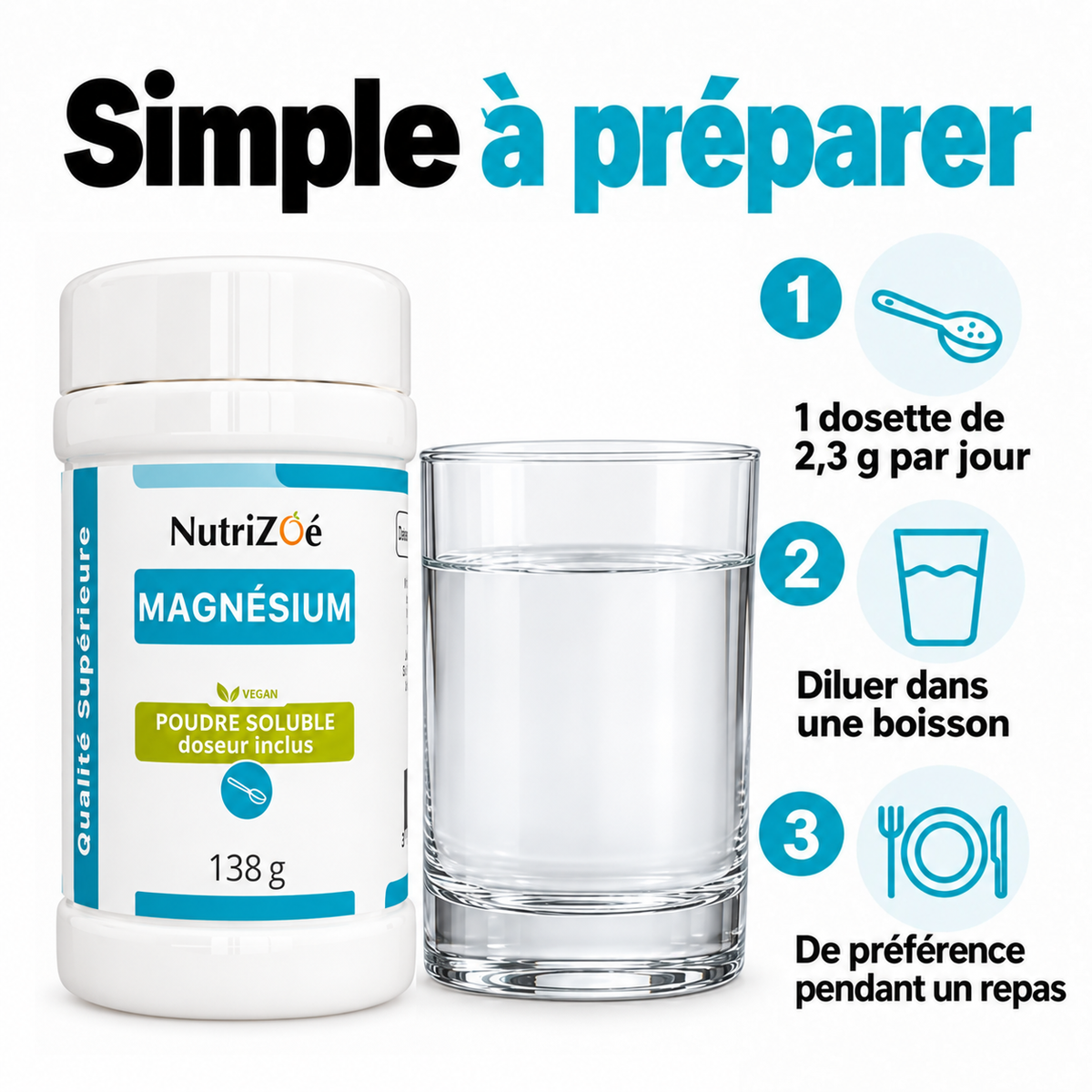 Directions for use: one 2.3 g scoop a day, dissolved in a drink, preferably during a meal.