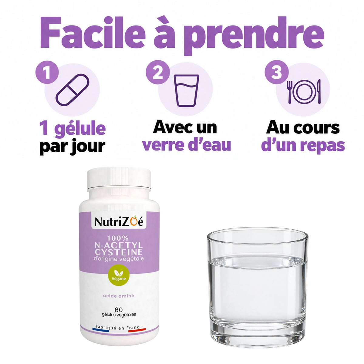 NutriZoé N-acetyl cysteine capsules. Directions for use and dosage advice.