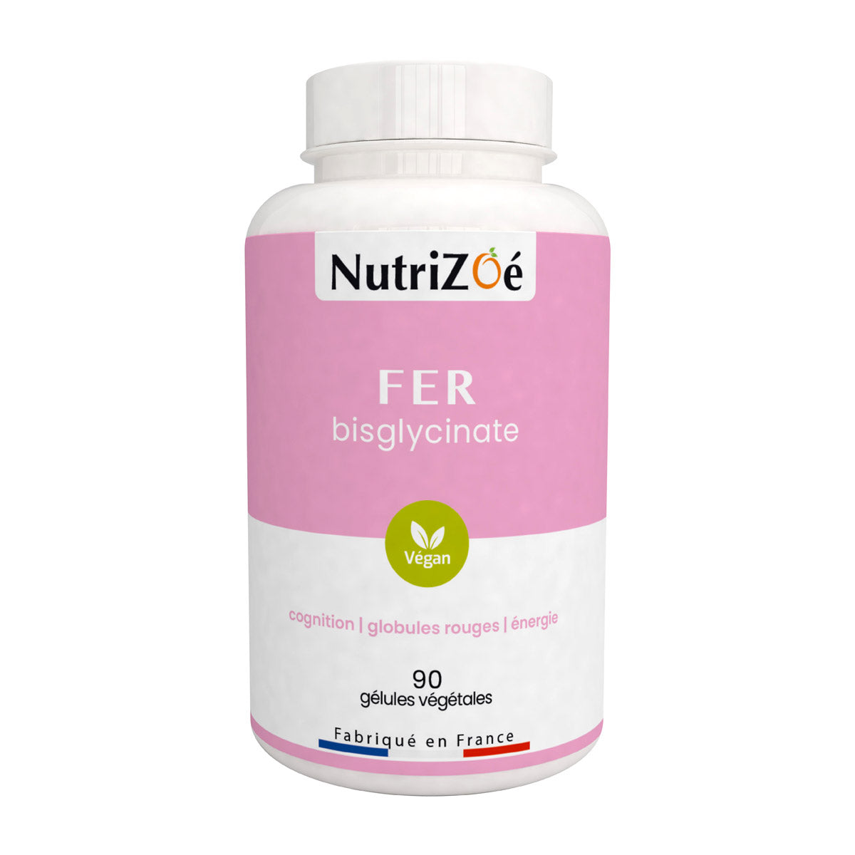 Fer bisglycinate végan | Format 90 gélules | Nutrizoé