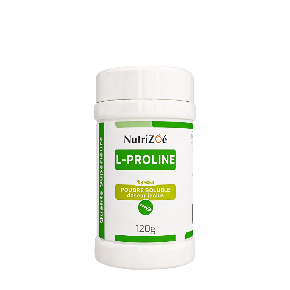 L-Proline d'origine végétale | poudre soluble | Format 120g | acide aminé | Nutrizoé